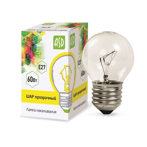 Лампа накаливания ASD Р45 Шар Е27 220В 60Вт 630Лм 2700К 45х76мм фото Лампа накаливания ASD Р45 Шар Е27 220В 60Вт 630Лм 2700К 45х76мм картинка